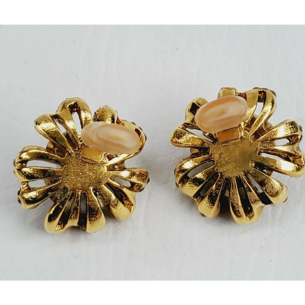 Jose & Maria Barrera Stunning Faux pearl crystal Flower Earrings - Picture 5 of 7
